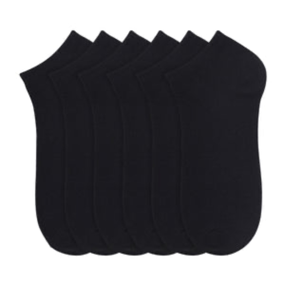 MAMIA UNISEX NO SHOW PLAIN BLACK SOCKS 6PK